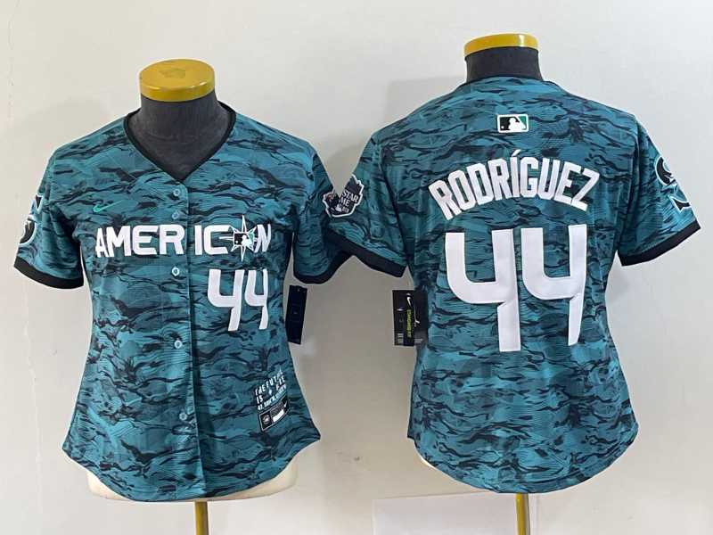 Women%27s Seattle Mariners #44 Julio Rodriguez Teal 2023 All Star Cool Base With Patch Stitched Baseball Jersey